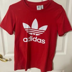Red adidas logo shirt